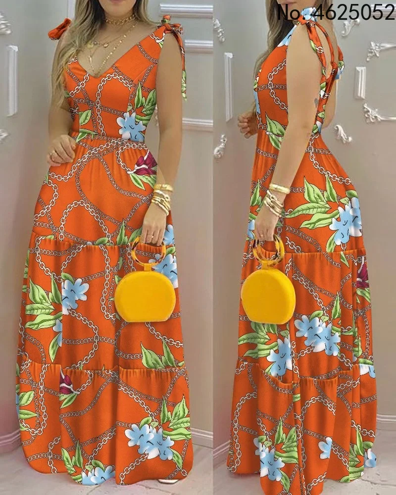 

Африканские платья Дашики для женщин, Летнее Длинное Платье Макси на бретельках, сексуальное модное платье с принтом без рукавов, африканск...