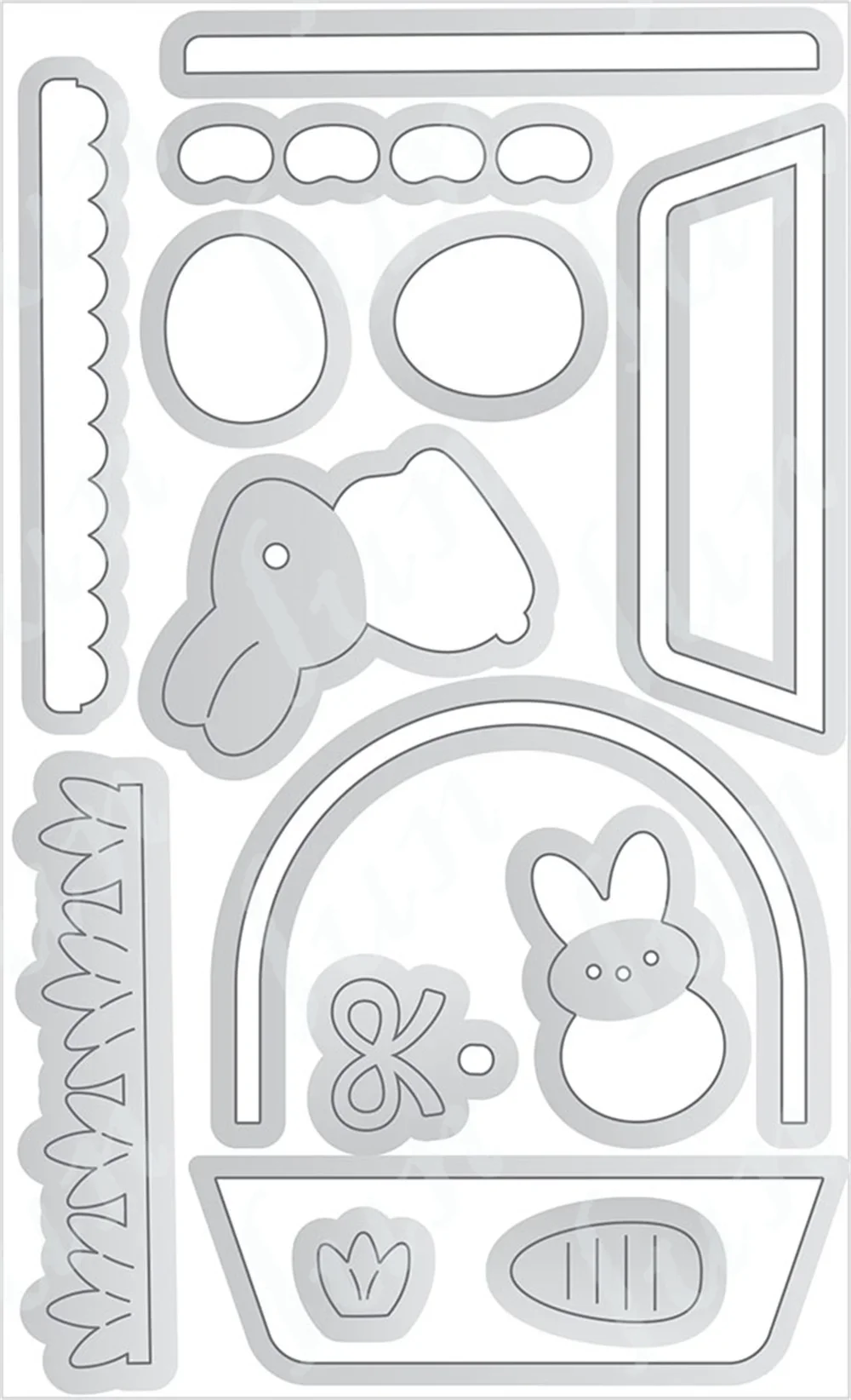 Пасхальные прозрачные штампы и металлические в виде кролика друзей для