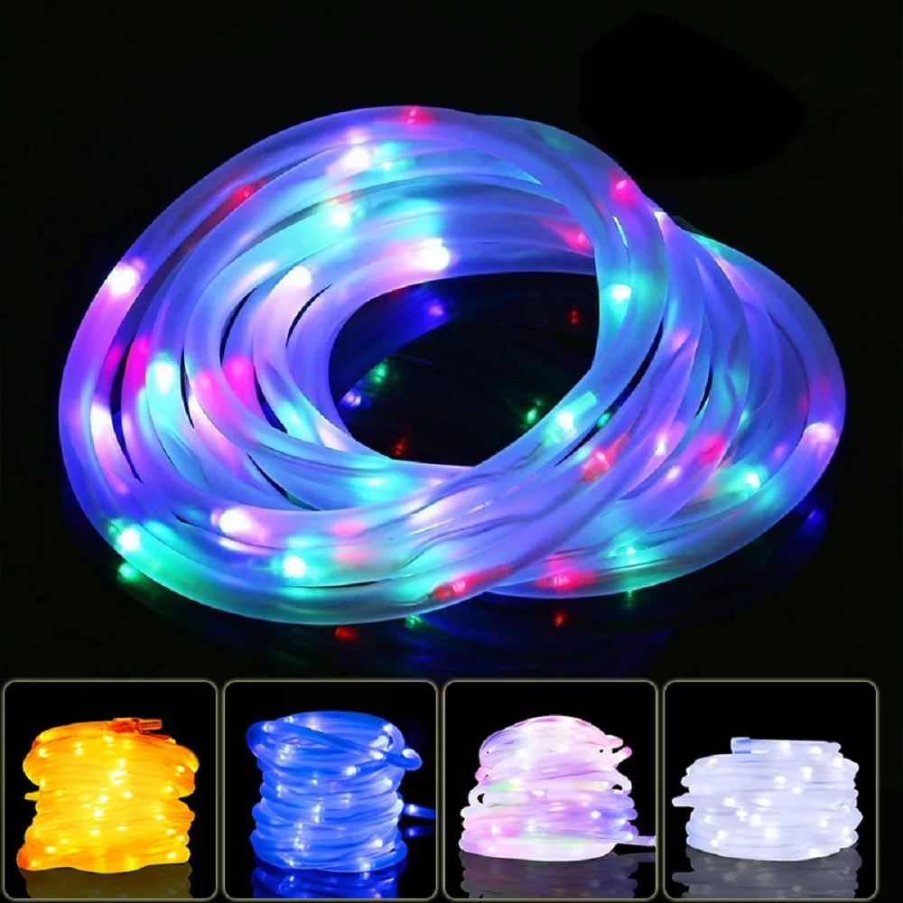 

LDSS Solar Powered Rope Tube String Lights Outdoor Waterproof Fairy Lights 7-12M Garden Garland For Christmas Yard Decoration