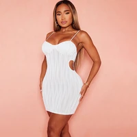 wishyear 2022 summer chic side hollow cut out mini dresses for women sexy club wear bodycon dress white orange dropshipping