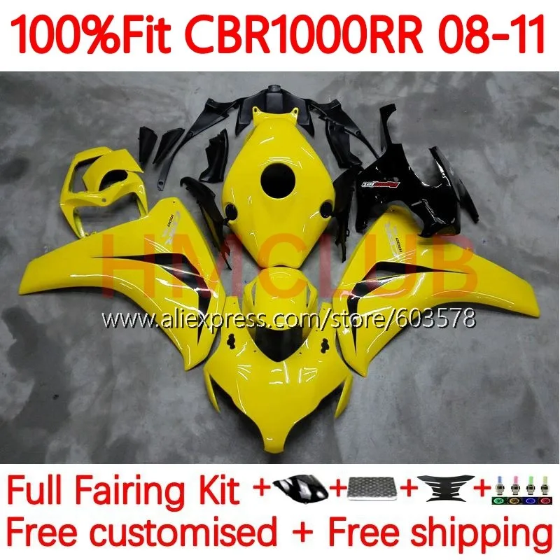 

Инъекция для HONDA CBR1000 CBR 1000 RR CC CBR1000RR 2008 2009 2010 2011 yellow blk CBR 1000RR 08 09 10 11 обтекатель OEM 113No.27