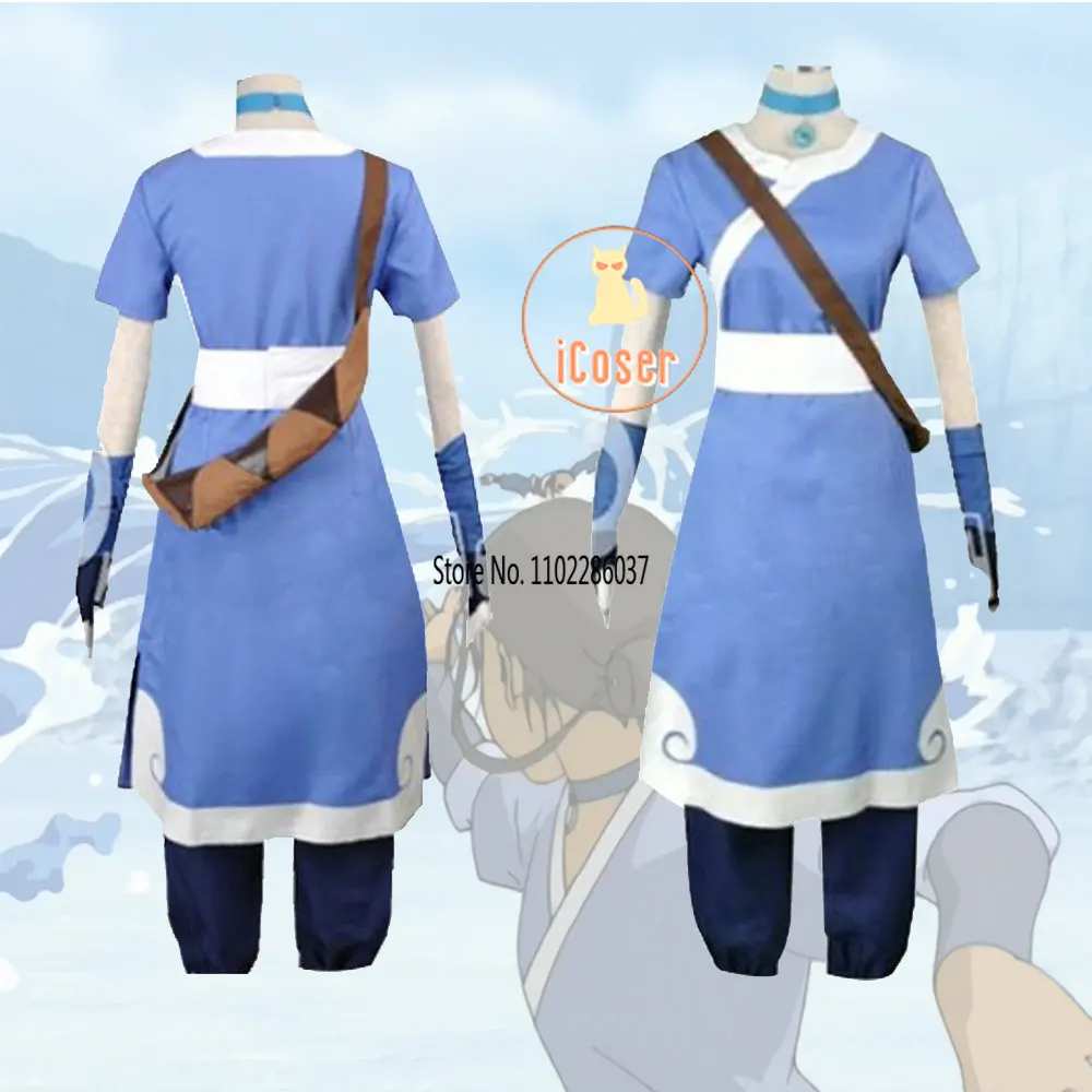 

Anime Avatar The Last Airbender Cosplay Katara Costume Dress for Women Fancy Blue Halloween Party Suit Adult Hanfu Carnival Wear