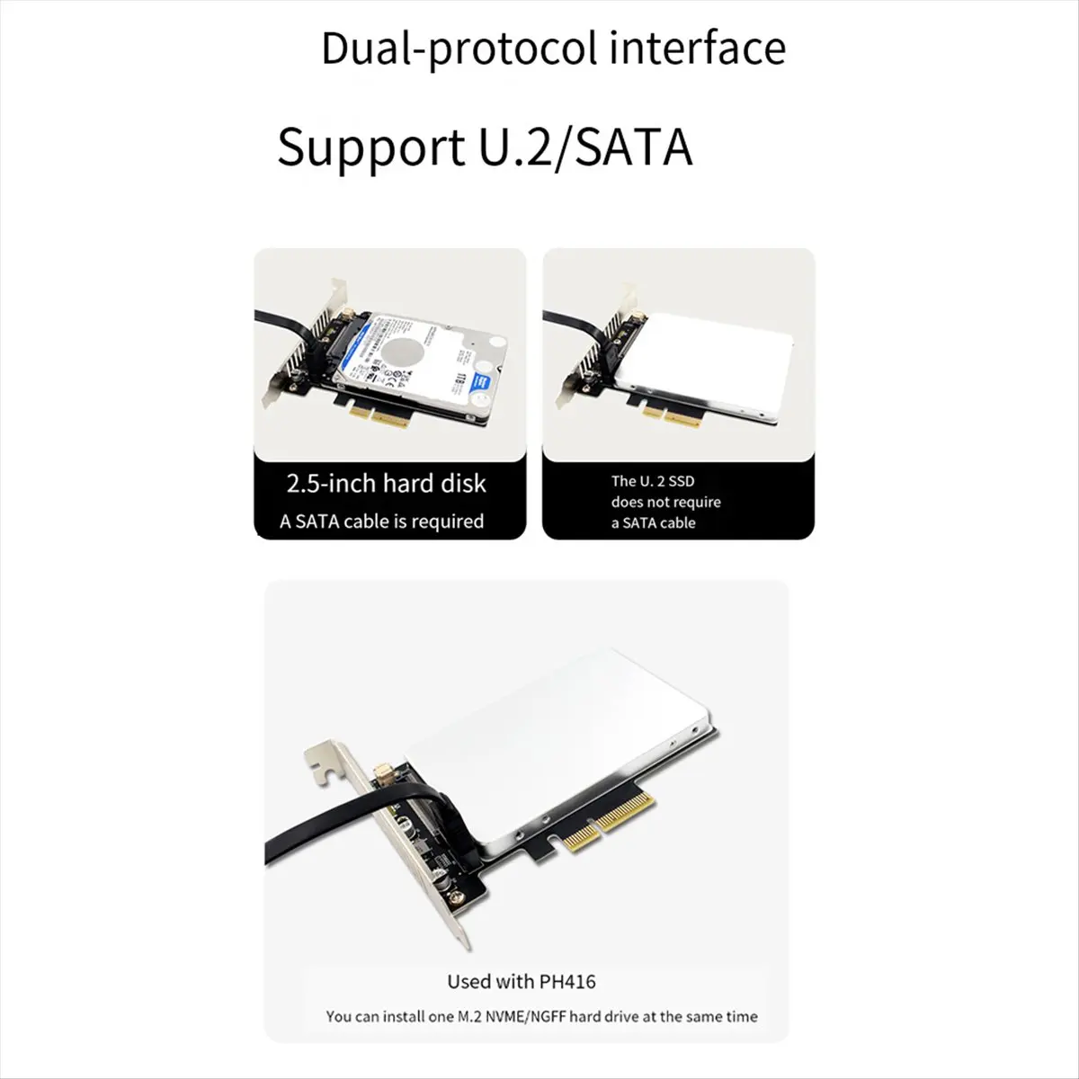 Фото 【A01R~】 Адаптер U.2 SSD на PCIE4.0, карта расширения PCI Express 4.0 X4 X8 X16 SFF-8639 для Windows8/10/Linux №5