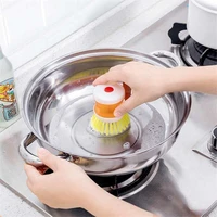kitchen household pot washing brush press pot washing brush manually add detergent brush pot and bowl multi functional brush
