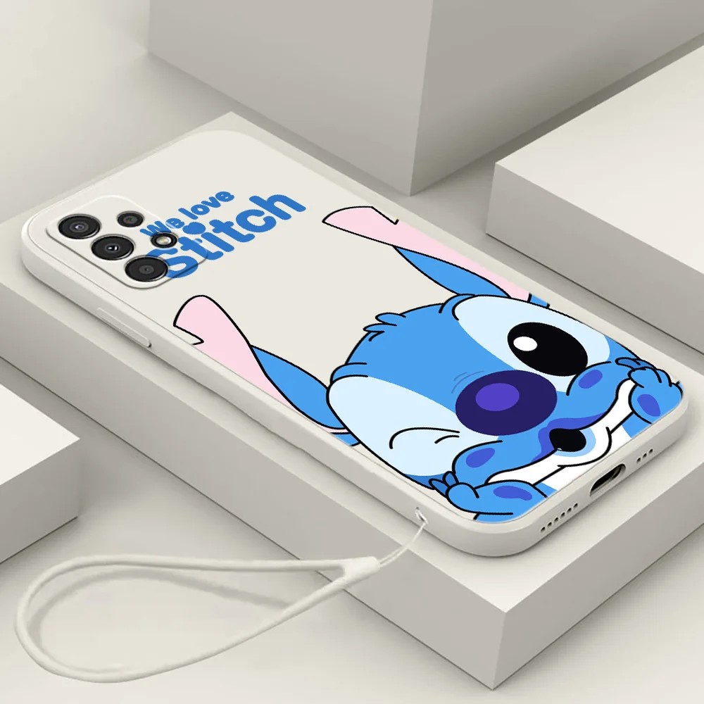 

Cute Stitch Animation Liquid Rope Case For Samsung A91 A81 A71 A51 A41 A31 A21S A11 A30 A50 A3 A03S A02 A01 Core Cover