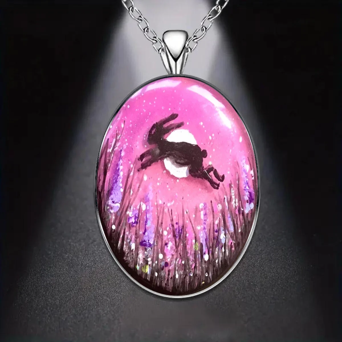 Уникальное ожерелье-подвеска в богемном стиле с ручной росписью Leaping заяц