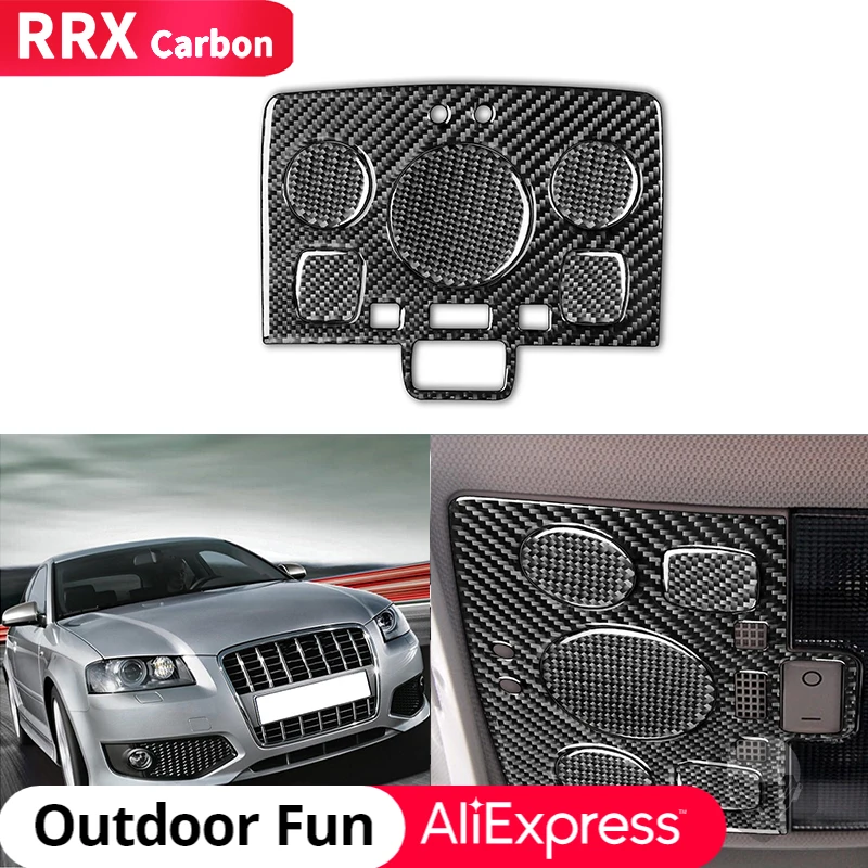 

RRX Car Overhead Reading Light Control Panel Trim Real Carbon Fiber Sticker Car Accessories For Audi A3 S3 8P 2006 2007 LHD RHD