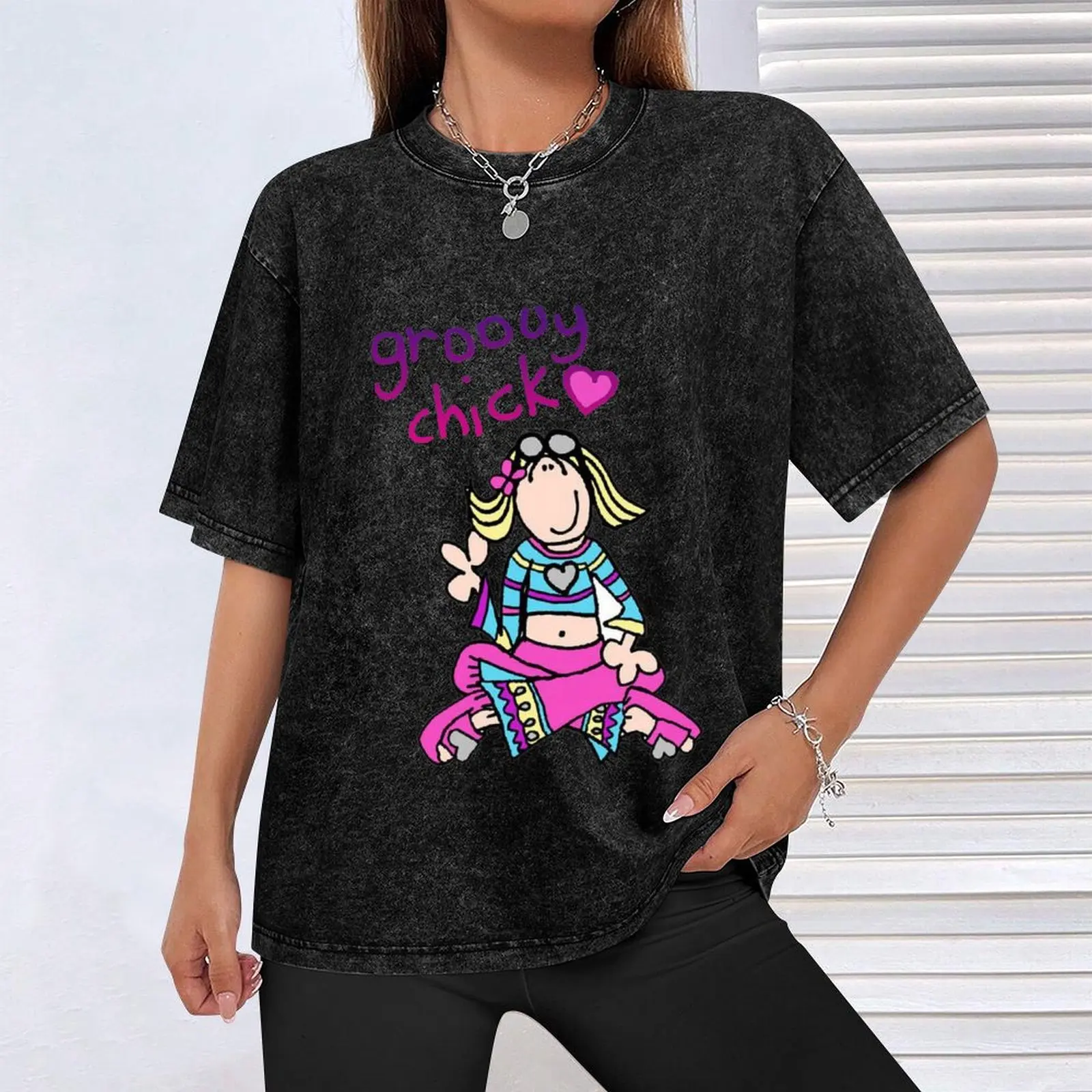 Винтажная футболка Groovy Chick Girls 2000-х годов Y2K быстросохнущая летняя рубашка 2025