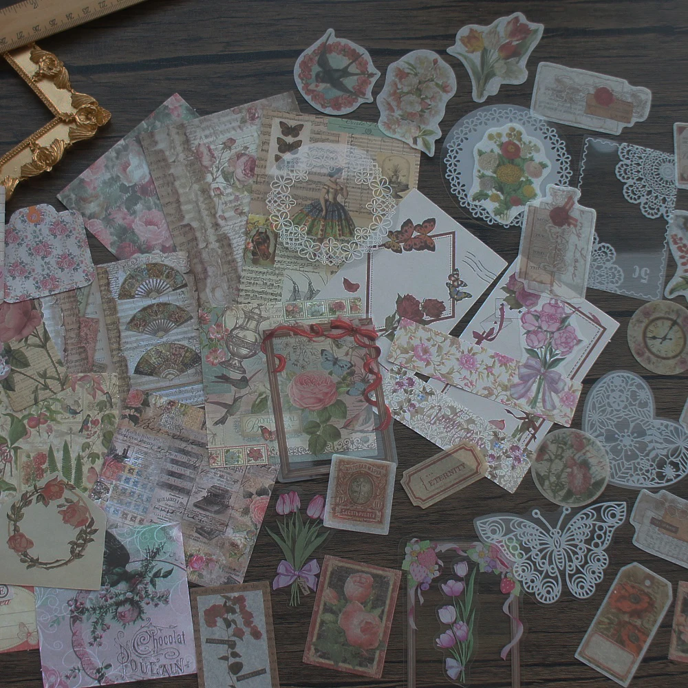 

100pcs Moon Chart Plant Butterfly Park Leave Frame Style Paper Sticker Tag Card Set Scrapbooking DIY Gift Decoration