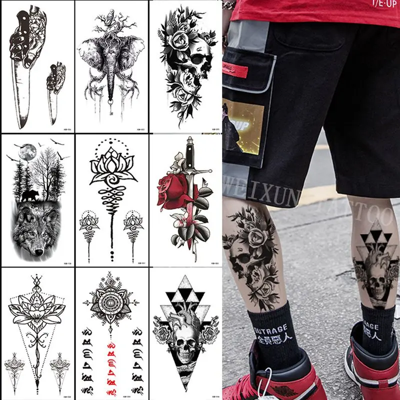 

Водостойкая Временная тату-наклейка на всю руку Sdotter, цветок, буквы, художественное украшение, искусственная татуировка для тела, стойкая тату-наклейка для M