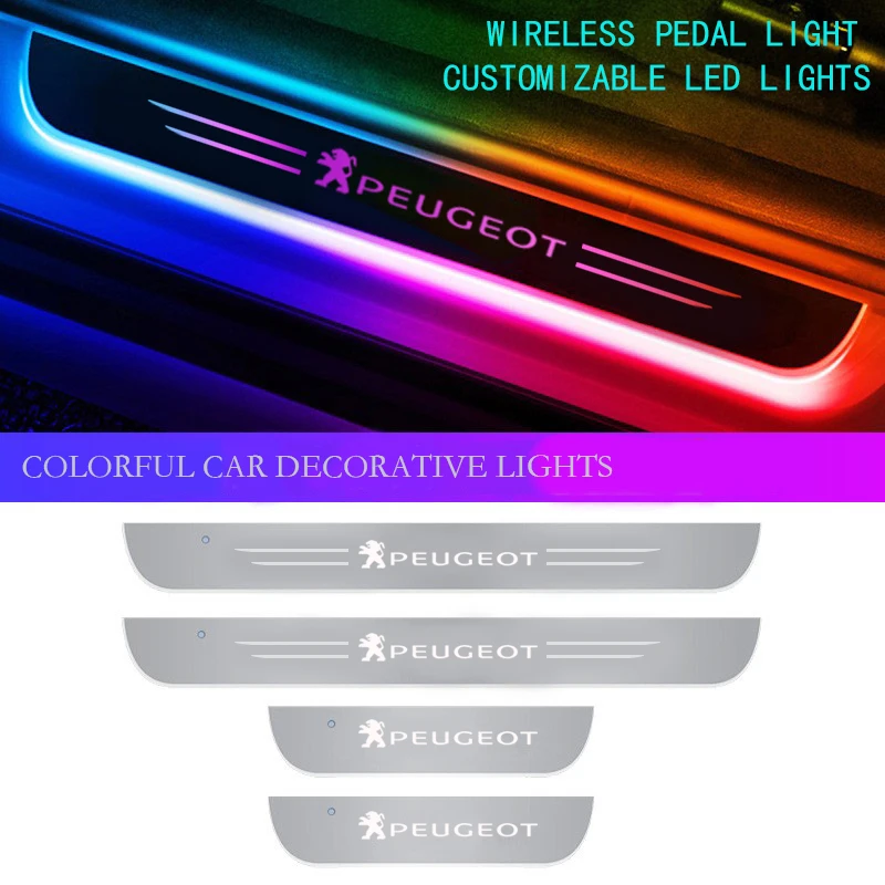 

Car Acrylic LED Welcome Pedal Plate Door Sill Pathway Light For Peugeot 208 308 2008 3008 5008 108 RCZ 4008 207 407 Accessories