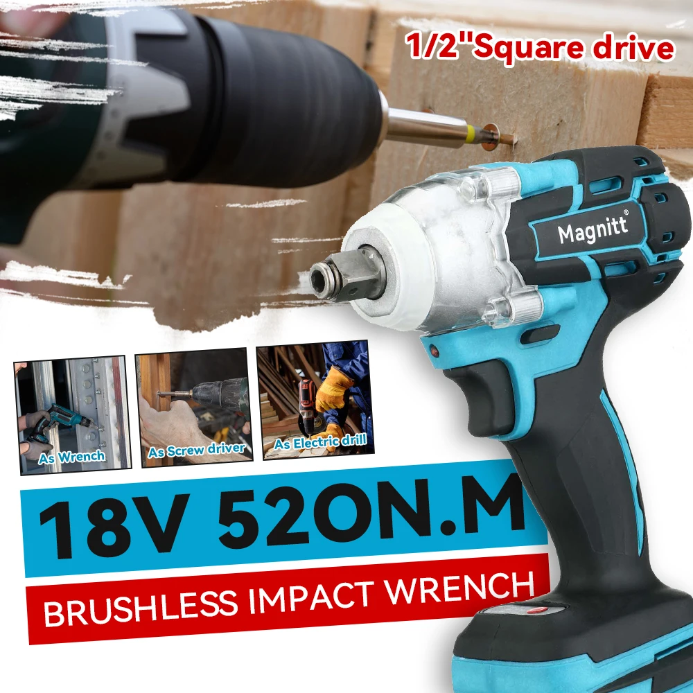 18V Brushless Electric Wrench Impact Socket Wrench 520Nm for Makita Battery Hand Drill Installation 1/2 Socket Power Tool Wrench