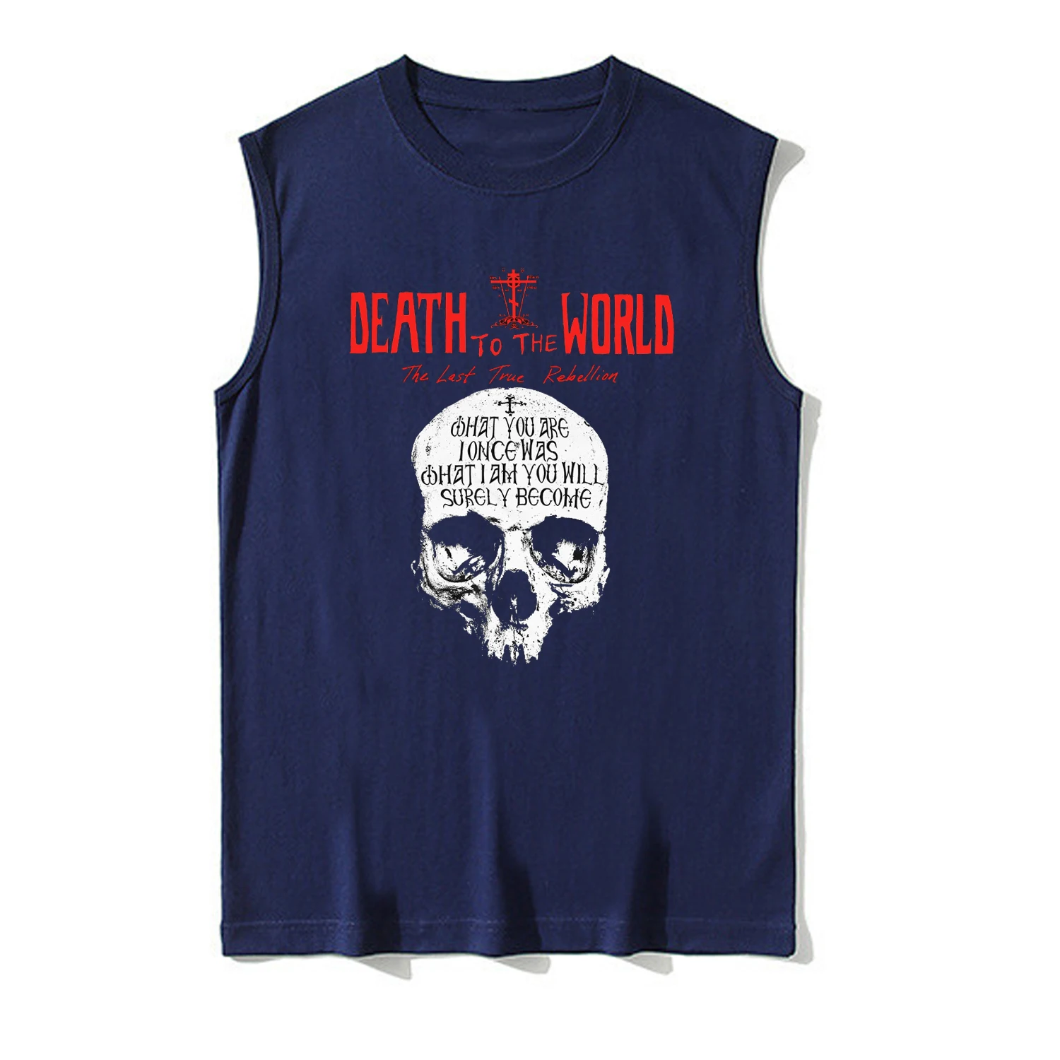 Мужская футболка без рукавов с надписью на русском православном черепе из 100%