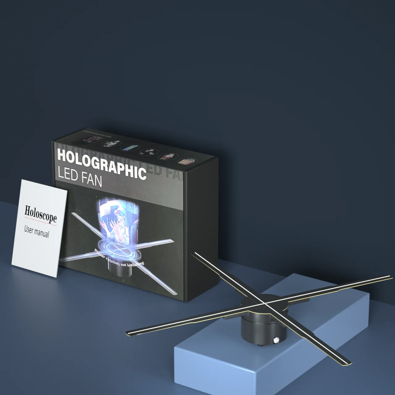 Голографический вентилятор 3D-рекламная машина Неоновый свет Smart HD-плеер