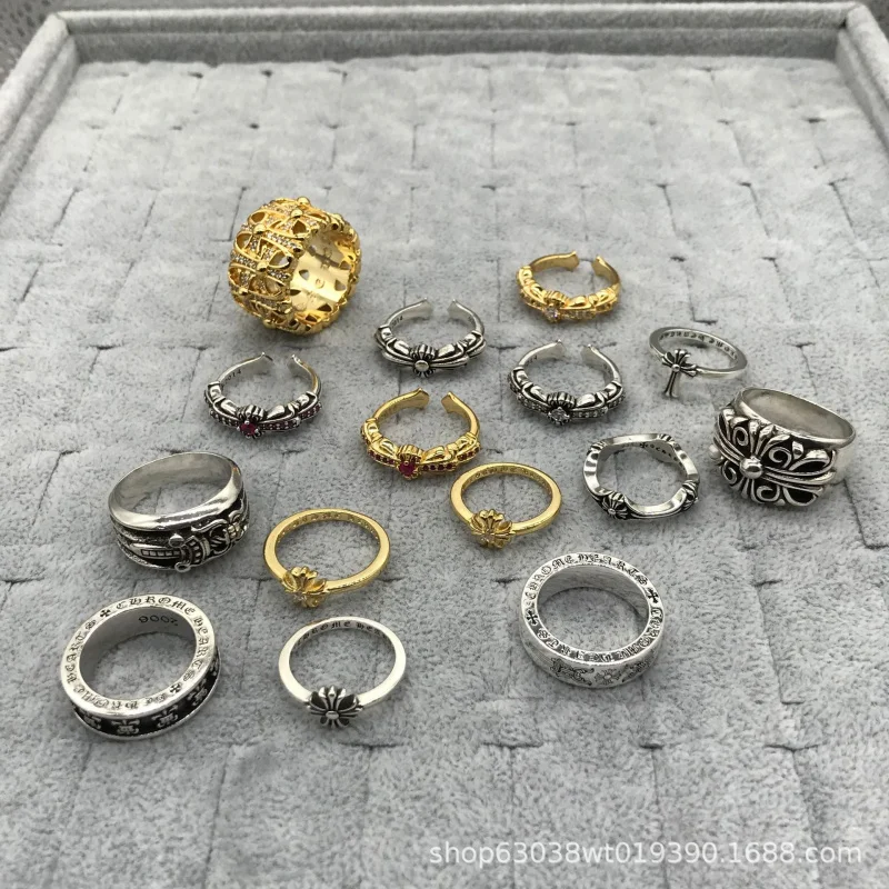 Кроктон Винтаж Старый Ротанг Цветок Гробница Крест Кольцо Хип-Хоп Лодка Якорь