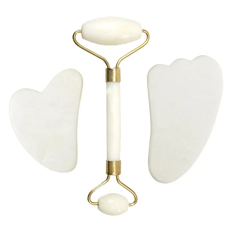 

Набор нефритовых роликов гуаша, белый массажер из натурального камня для ухода за кожей лица