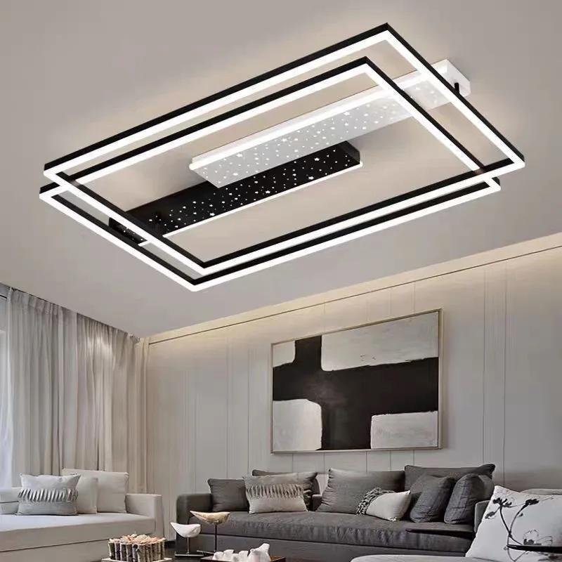 

Modern LED Simple Rectangle Ceiling Chandeliers Living Dining Room Bedroom Ceiling Lamps Creative Indoor Lighting Lustre Decor
