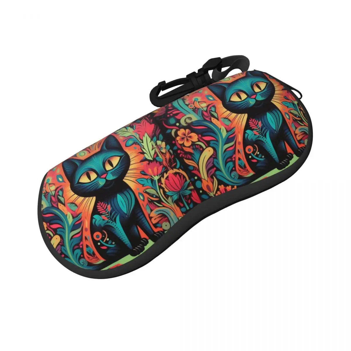 

Cat Horizontal Glasses Case Wall Graffiti Male Female Zipped Sunglasses Pouch Classic Daily Eyeglasses Bag