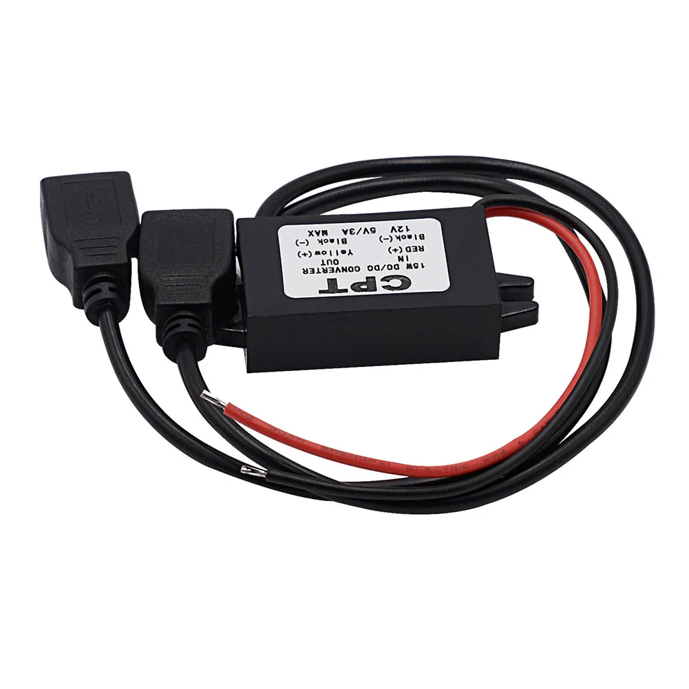 

12V to 5V 3A Dual USB DC-DC Buck Converter Step Down Module Low Power Consumption Car Charger Converter Cable Cord Wire