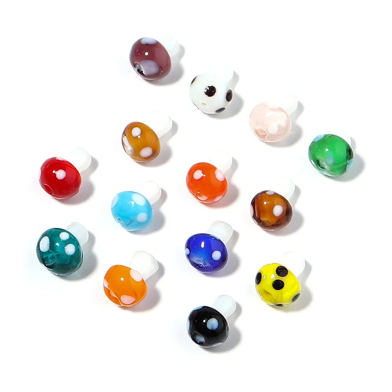 

10Pcs/Lot Lampwork Glass Mushroom Beads For Bracelet Jewelry Making Needlework DIY Accessories 12x16MM Cute Loose Spacer Bead