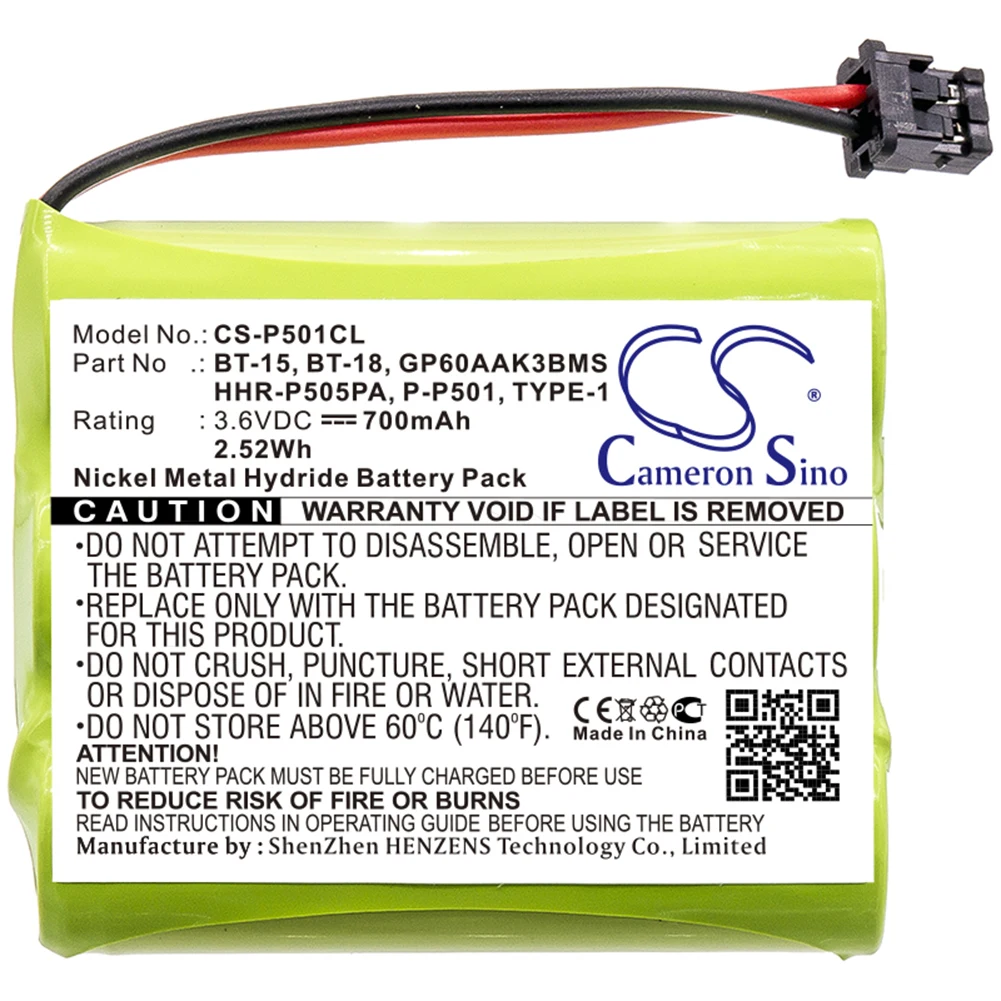 

Cameron Sino 700mA Battery for Panasonic KX-TC1750,KX-TC1750B,KX-TC1800,KX-TC1800B KX-A36,KX-TCA14,P-P501,P-P504