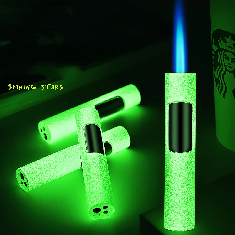 

New Torch Luminous Lighter Jet Cigarette Cigar Accessories Pen Airbrush Butane Refill Metal Windproof LighterGadget gift for men