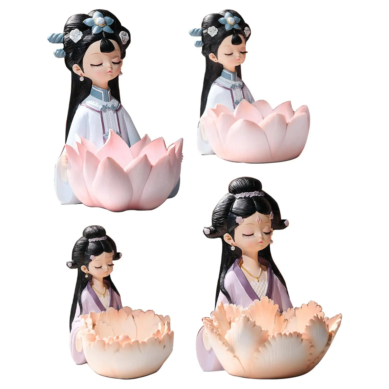 

Girl Figurines Storage Tray Sculpture for Bedroom Table Ornament