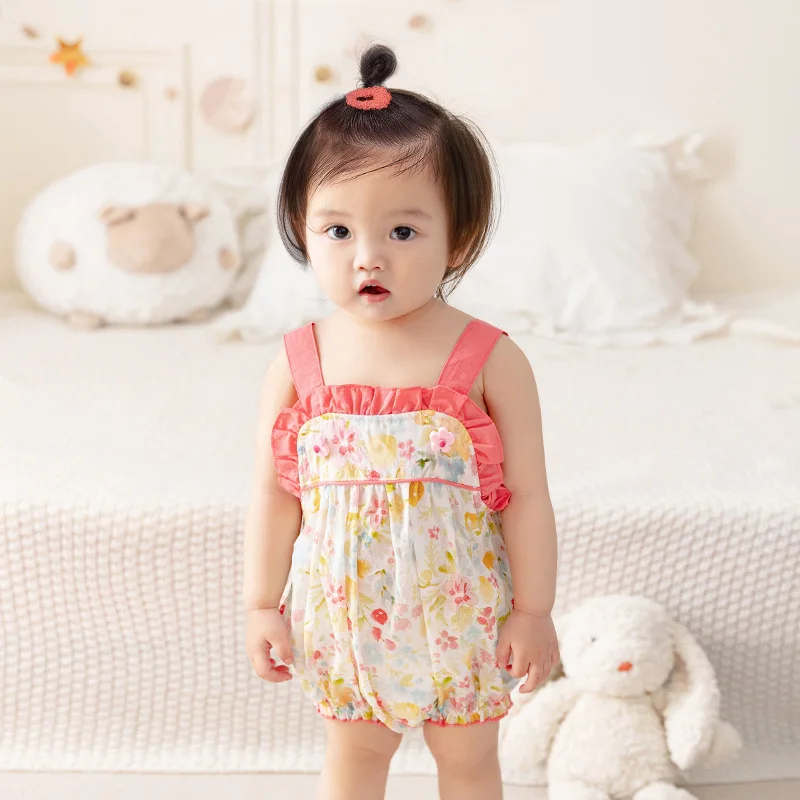 

Baby Romper 2023 Summer Newborn Thin Cotton Newborn Photography Romper Lovely Sweet Floral Lovely and Sweet Baby Girls Clothes