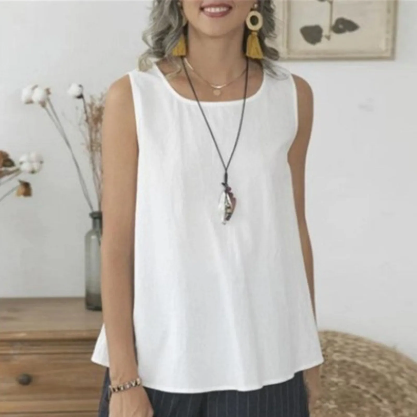 

Women'S Shirt 2023 Summer Sleeveless White Blouses Camisas Elegant Loose Corp Tops Oversize Office Lady Blusa Mujer Moda 2023