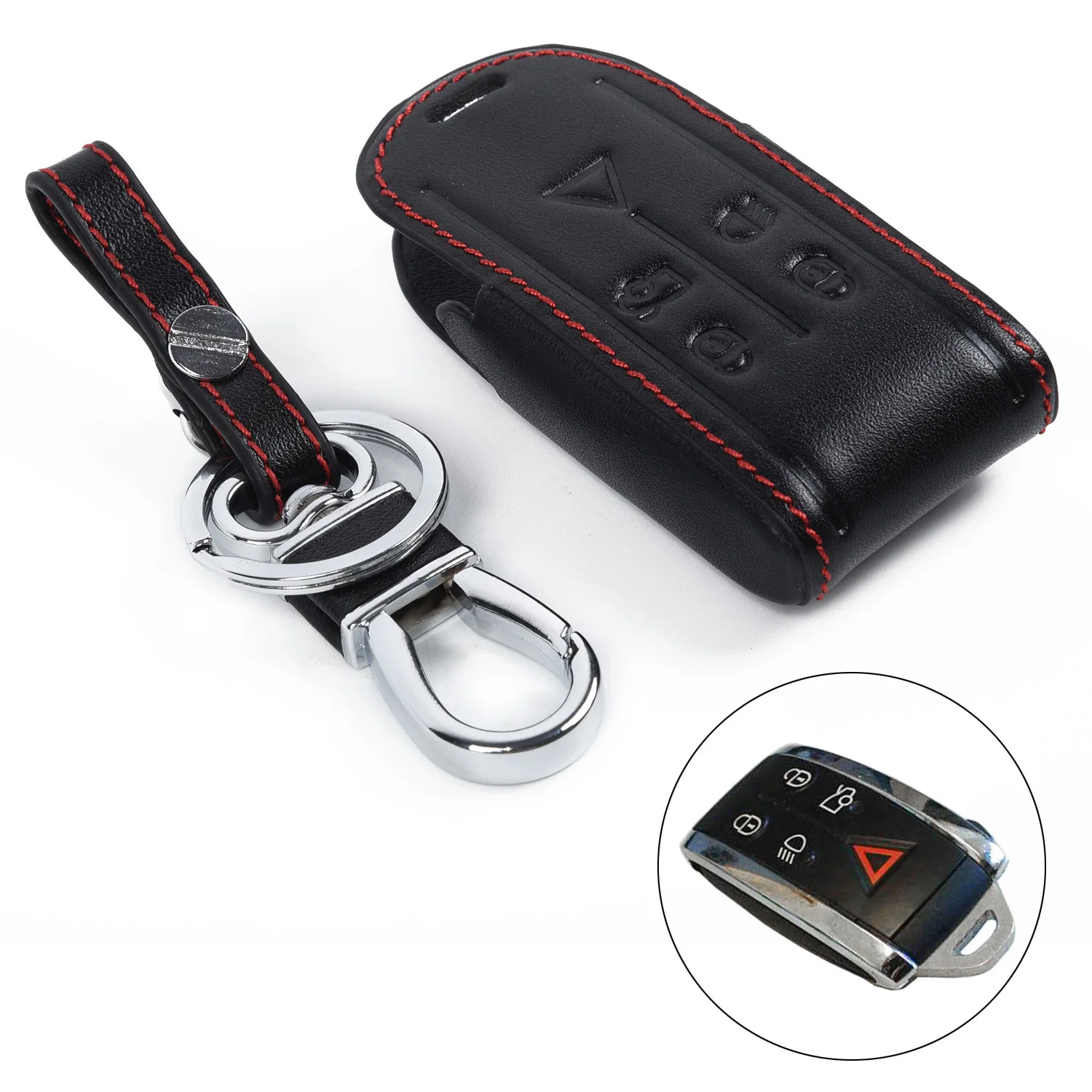 

Car Key Case Leather Key Cover With Keychain Smart Remote Key Fob Shell Protector Car Accessories For Jaguar XK XF XJ8 XR8 XRR