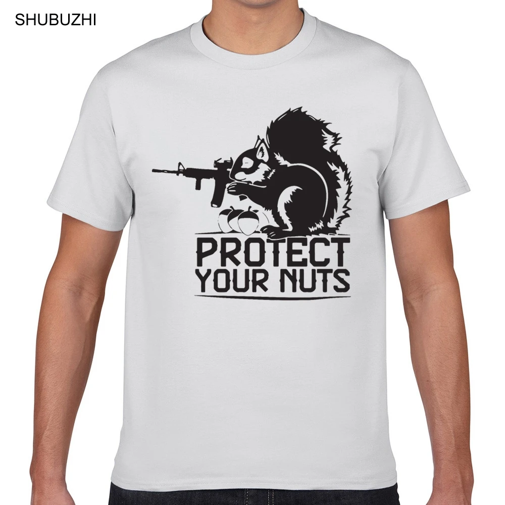 

Tops T Shirt Men protect your nuts military funny guns O-Neck Vintage Geek Short Male Tshirt
