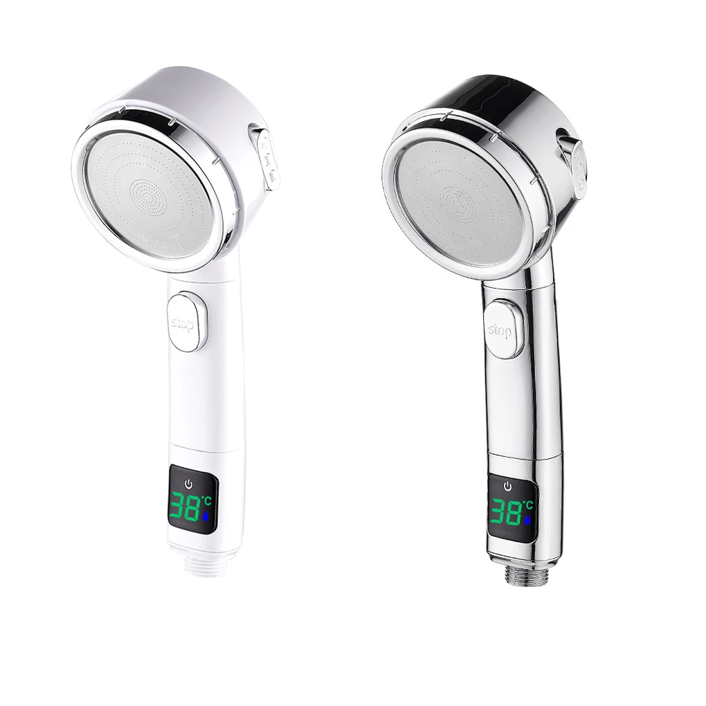 

Handheld Showerhead Adjustable Plastic Shower Head Water-saving Pressure Boosting 20mm Spraying Head Silver White