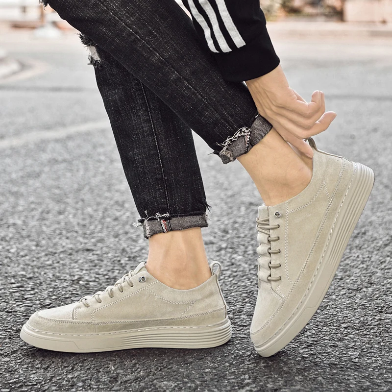 Мужские Нескользящие кроссовки повседневная кожаная спортивная обувь плоская