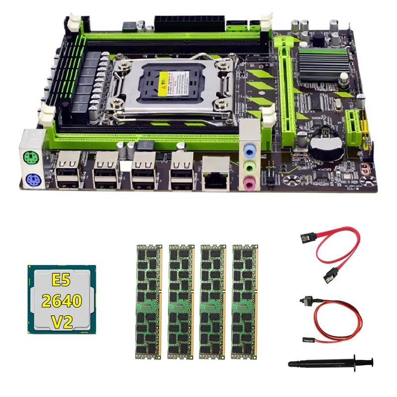 

X79 Motherboard+E5 2640 V2 CPU+4X4GB DDR3 1600Mhz REG ECC RAM Memory+SATA Cable+Switch Cable+Thermal Grease M.2 NVME