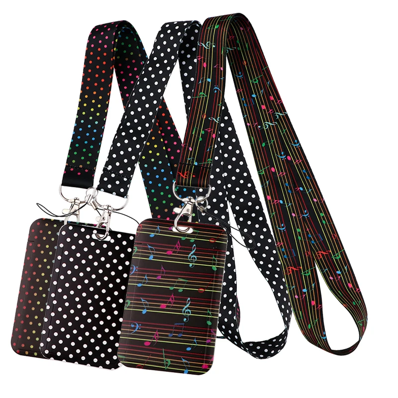 

C4257 музыкальная нота волнистый точечный шнурок деловой кредитный ремень красочные точки шейный ремешок брелок подвесная веревка ID бейдж держатель