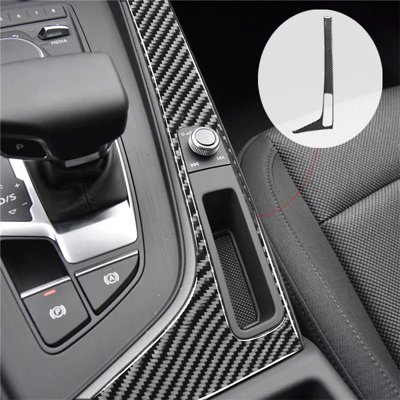 

Боковые наклейки для зубчатой панели для Audi A4 B9 RS4 S4 2017 2018 2019, молдинги из углеродного волокна для салона автомобиля, декоративные аксессуары