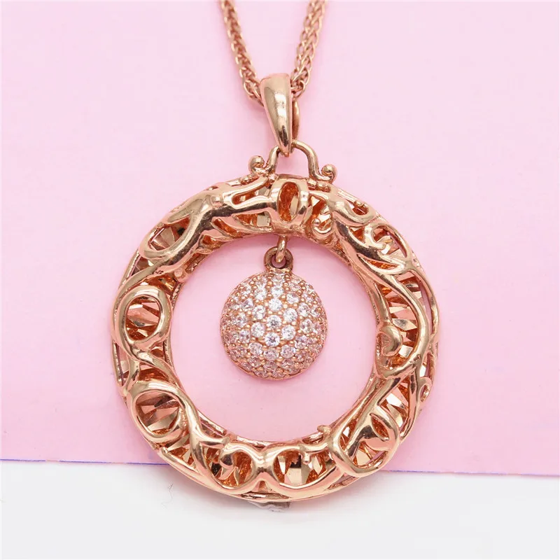 

Женское ожерелье из розового золота 585 пробы, с инкрустацией из кристаллов