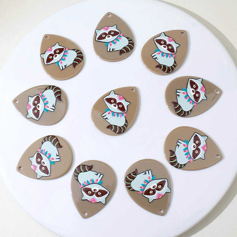 

Подвески для украшений, с принтом в виде лисы, акриловые, 33x45 мм, для изготовления украшений, для ожерелья, брелока с животными вечерние шт.