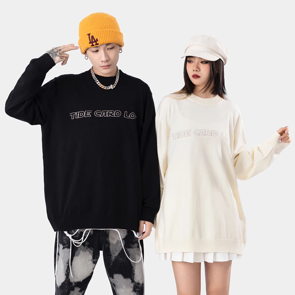 

Korean Fashion Couple Streetwear Oversized Sweater Spring 2022 Womens Fashion Long Sleeve Tops