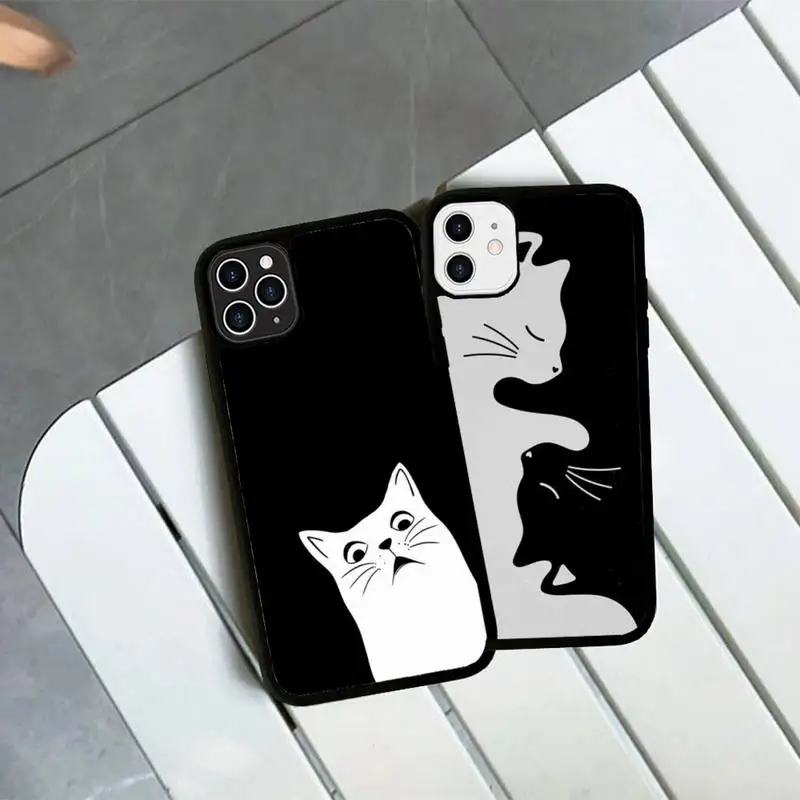 

Cartoon Cat Painting Phone Case Silicone PC+TPU Case for iPhone 11 12 13 Pro Max 8 7 6 Plus X SE XR Hard Fundas