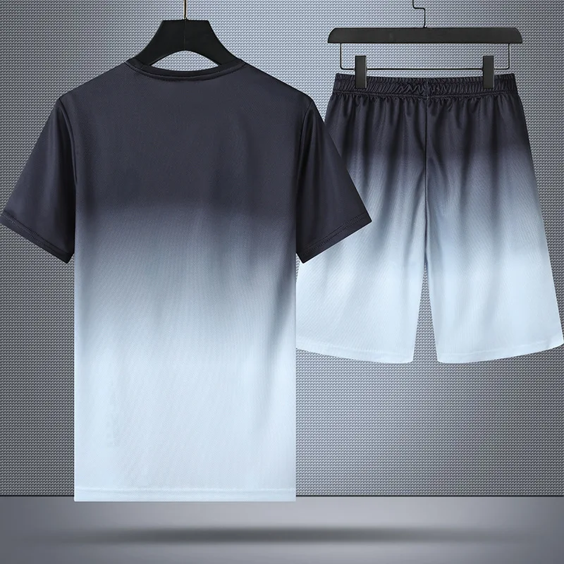 Мужской спортивный костюм для фитнеса Повседневная летняя футболка и шорты