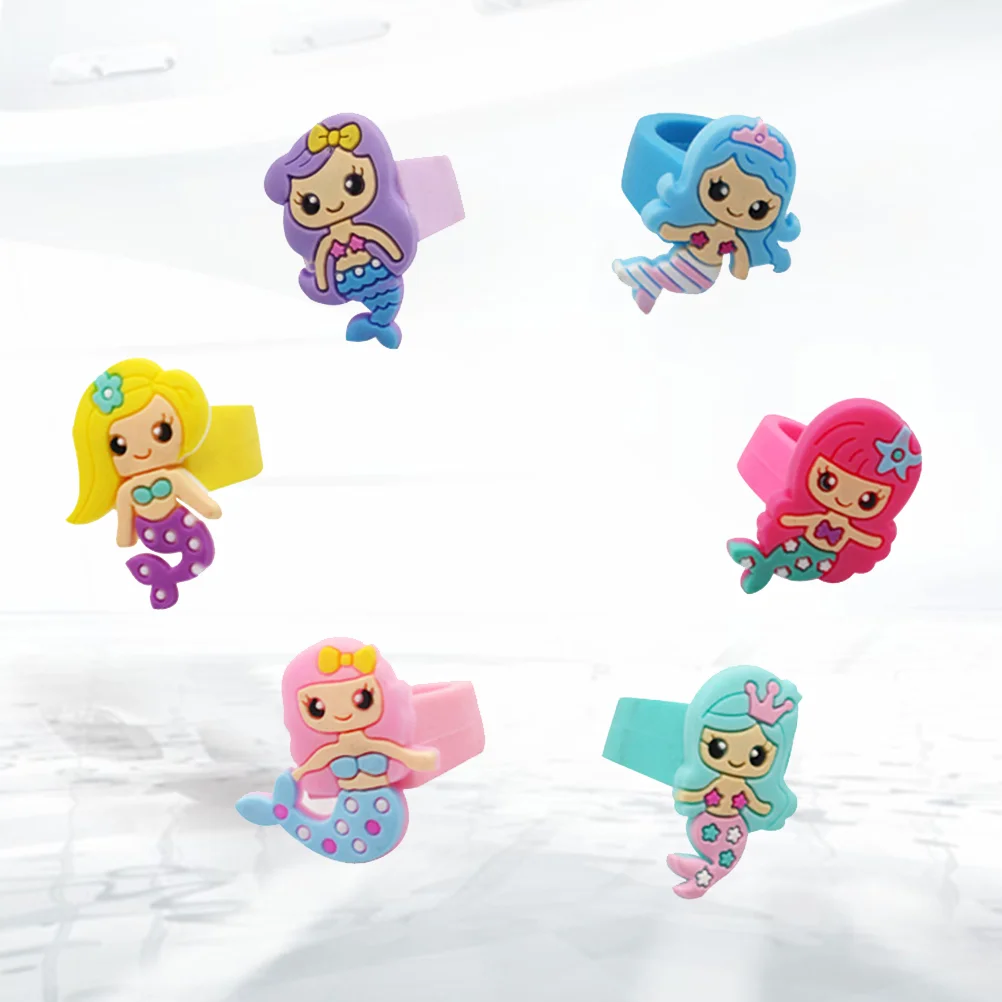 

Rings Kidsjewelry Girl Children Mermaid Little Silicone Rubberring Toys Girls Toy Pretend House