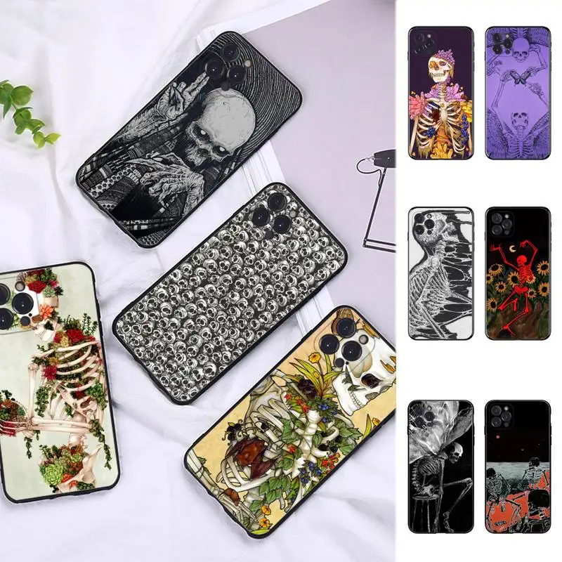 

Gothic Fashion Skull Phone Case for Vivo Y91C Y11 17 19 17 67 81 Oppo A9 2020 Realme c3
