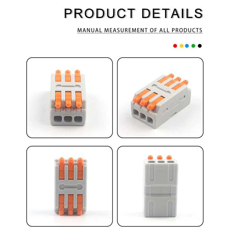 5PCS Universal Compact Wire Connector Splitter Quick Electrical Cable Splice Terminal Block For 28-12AWG Small Wiring Connectors |