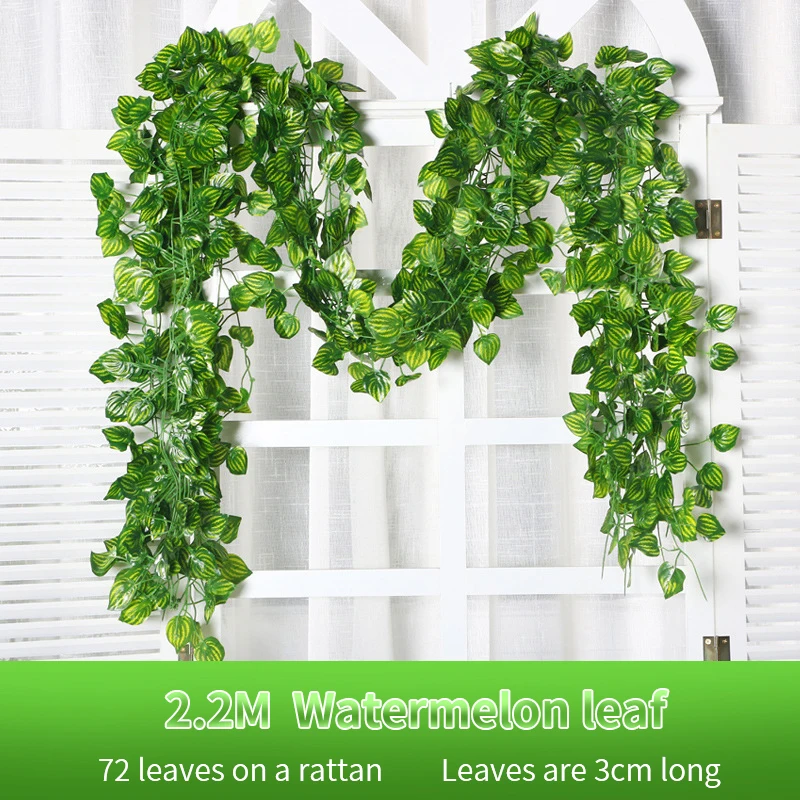 

2.2 Meters Artificial Green Plantas Home Decor Artificial Ivy Leaf Garland Plants Vine Fake Foliage Flowers Creeper Radiz Wreath