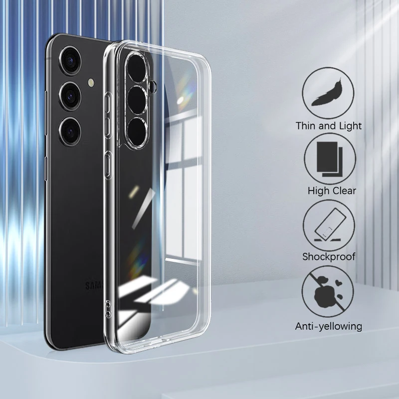 Силиконовый чехол с полной защитой камеры для Samsung Galaxy S25 S24 S23 S21 FE S22 Plus A 55 35 25 15 05 S 14