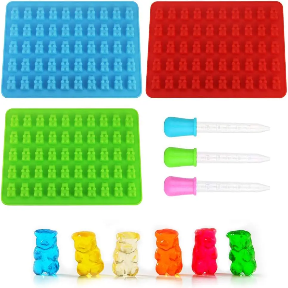 

50 пустоты, искусственные милые медвежонки, формы для шоколада и желе с пипеткой, многоразовый поднос для мороженого