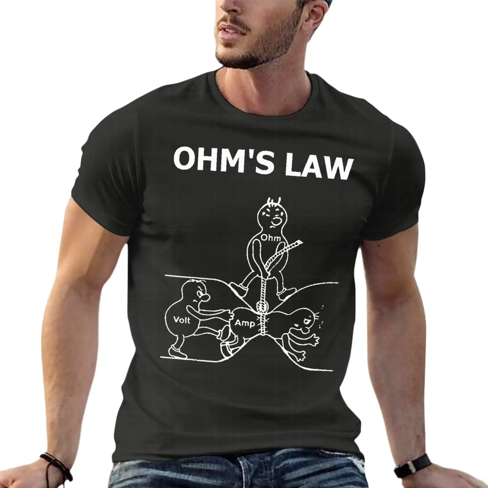 

Ohm'S Law, Электрический инженер Ом, Электронная футболка большого размера для мужской одежды, 100% хлопок, уличная одежда, топы большого размера, ...