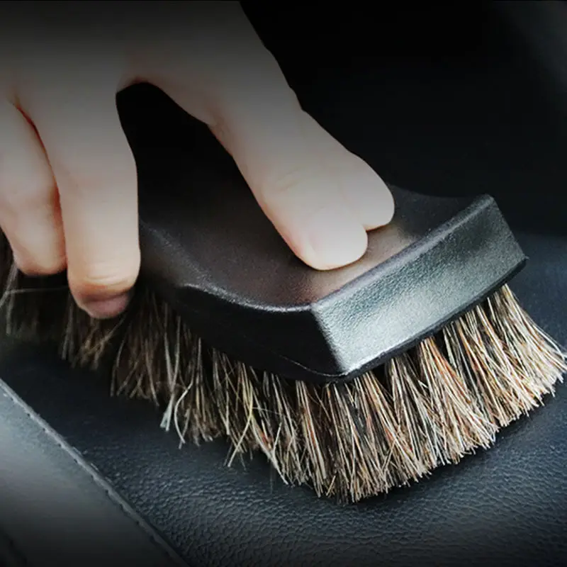 

Horsehair Leather Textile Cleaning Brush for Car Interior Furniture Apparel Bag Shine Polishing Brush Auto Wash