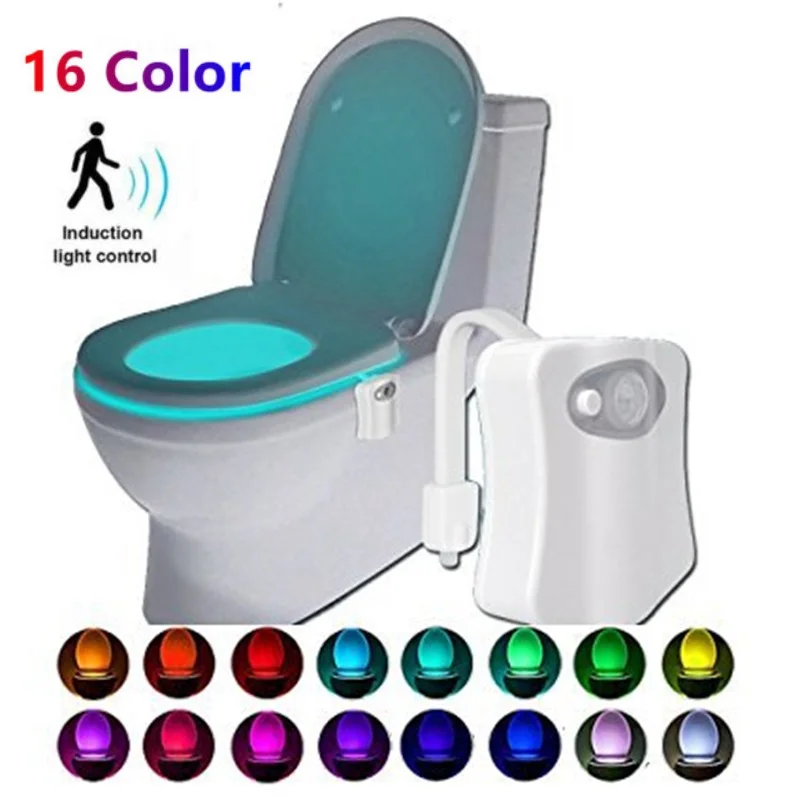 

8/16Colors Smart PIR Motion Sensor Toilet Seat Night Light LED Bathroom Lamp Waterproof Backlight Washroom WC Toilet Bowl Lights